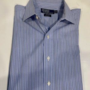 Polo Ralph Lauren Blue/White strip spread collar dress shirt - 15 1/2 - 32/33